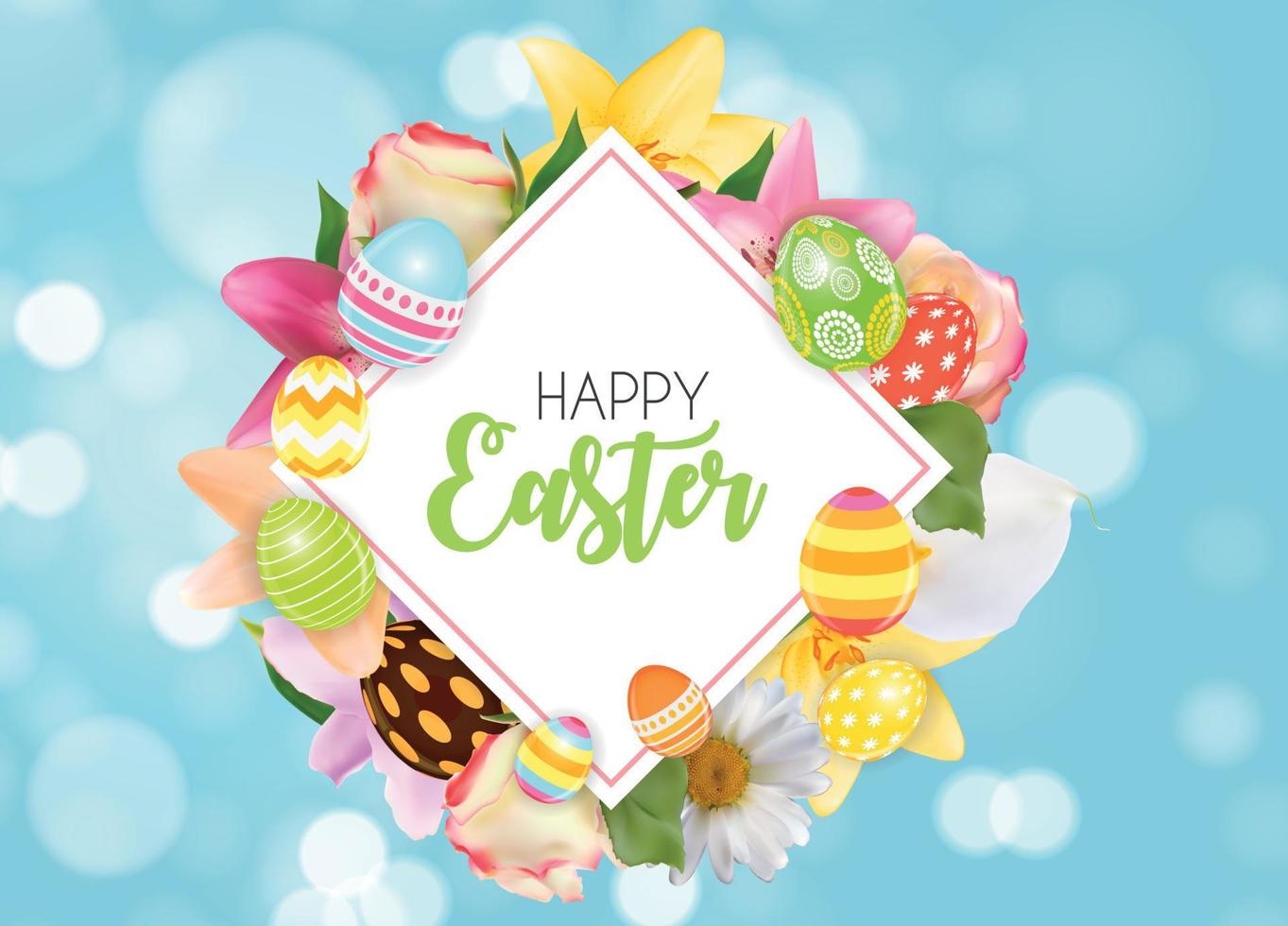 Happy Easter Cute Background with Eggs. Vector Illustration EPS10
