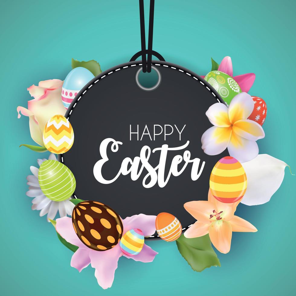 Happy Easter Cute Background with Eggs. Vector Illustration