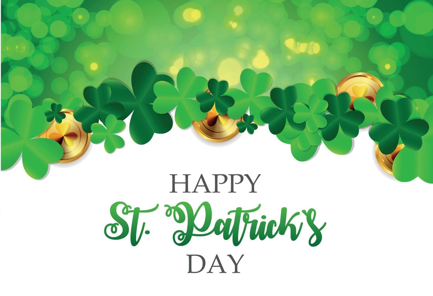 Happy Saint Patricks Day Background with Clover Leaves. Vector Illustration