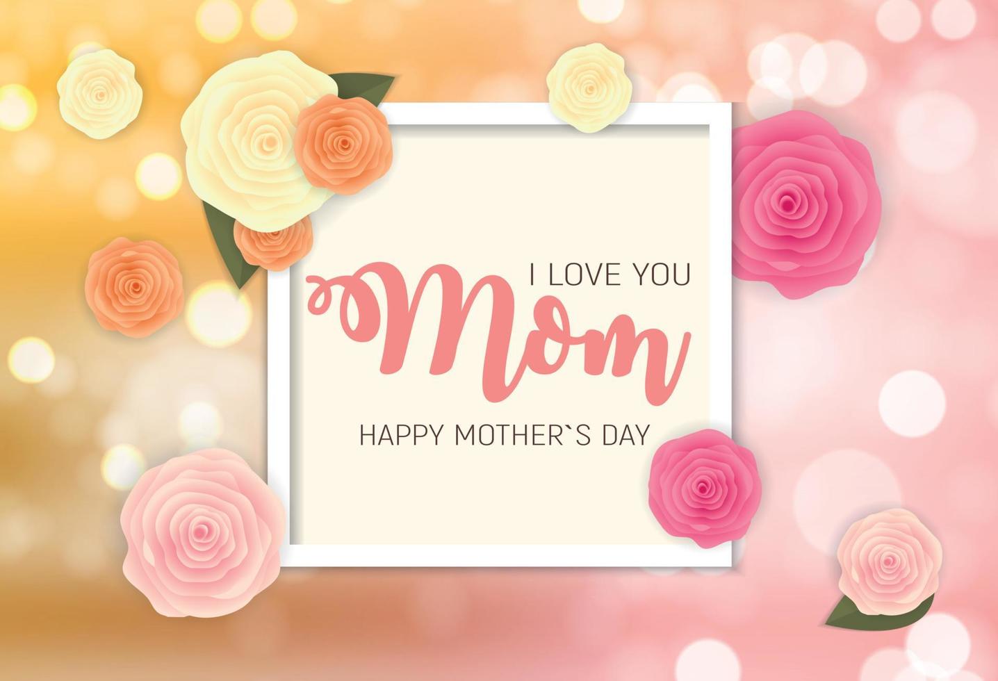 Happy Mothers Day Background with Flowers. Vector Illustration