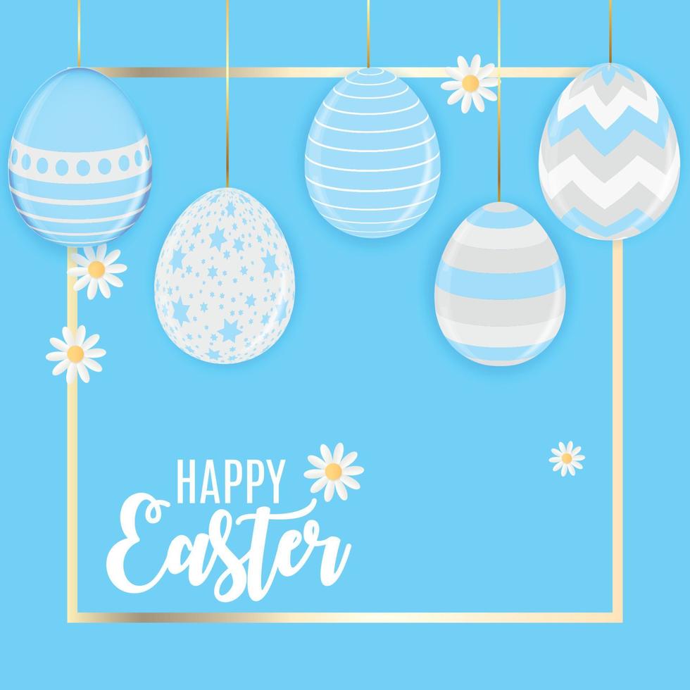 Happy Easter Cute Background with Eggs. Vector Illustration