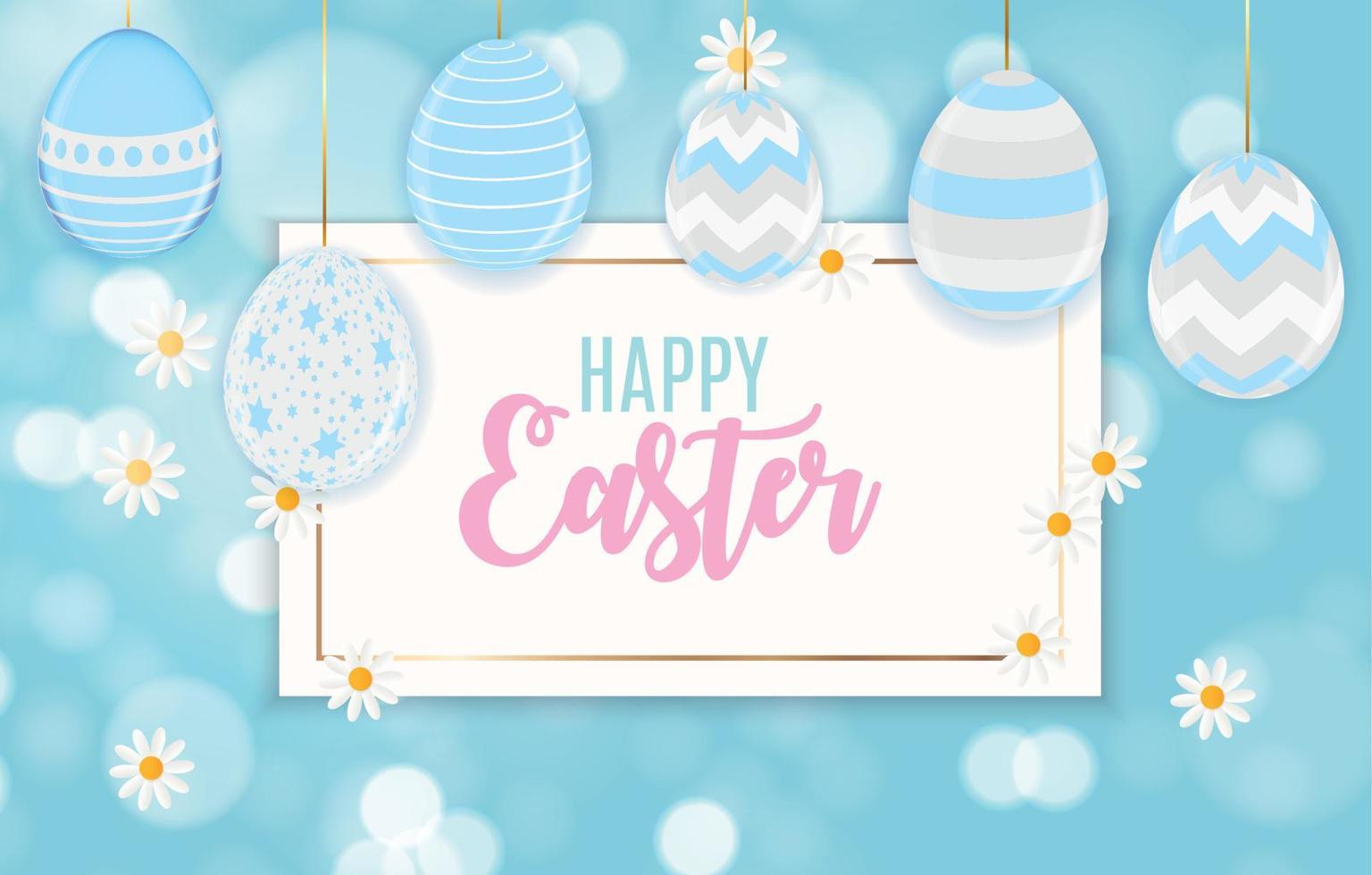 Happy Easter Cute Background with Eggs. Vector Illustration