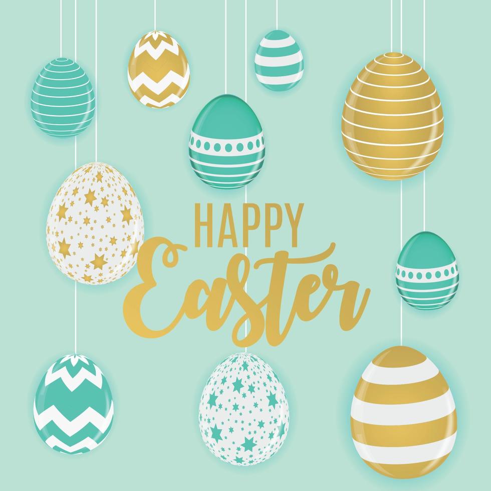 Happy Easter Cute Background with Eggs. Vector Illustration