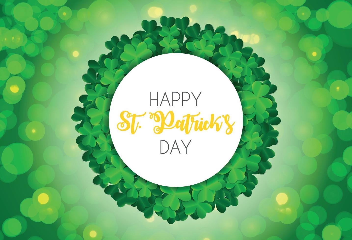 Happy Saint Patricks Day Background with Clover Leaves. Vector Illustration