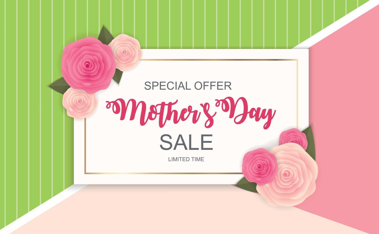 Happy Mothers Day Cute Sale Background with Flowers. Vector Illustration