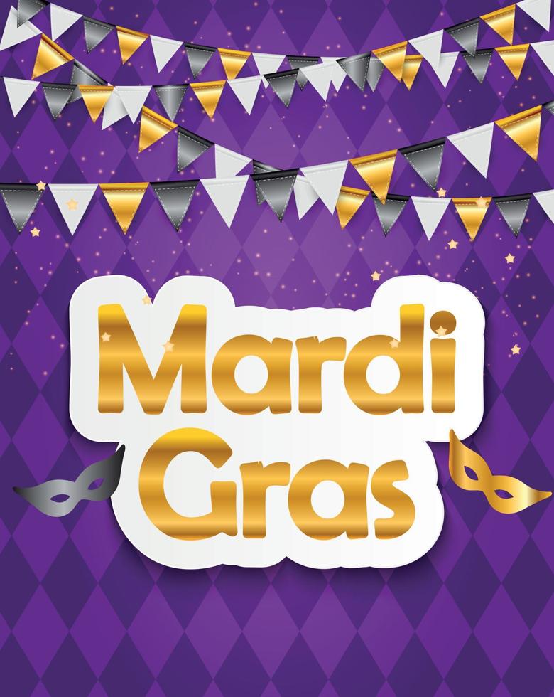 Mardi Gras Brochure Template.Celebration Greeting Card Backround. Vecor Illustration vector
