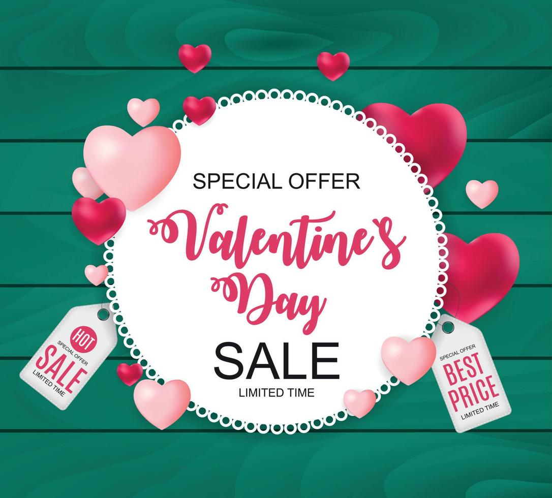 Valentines Day Sale, Discount Card. Vector Illustration