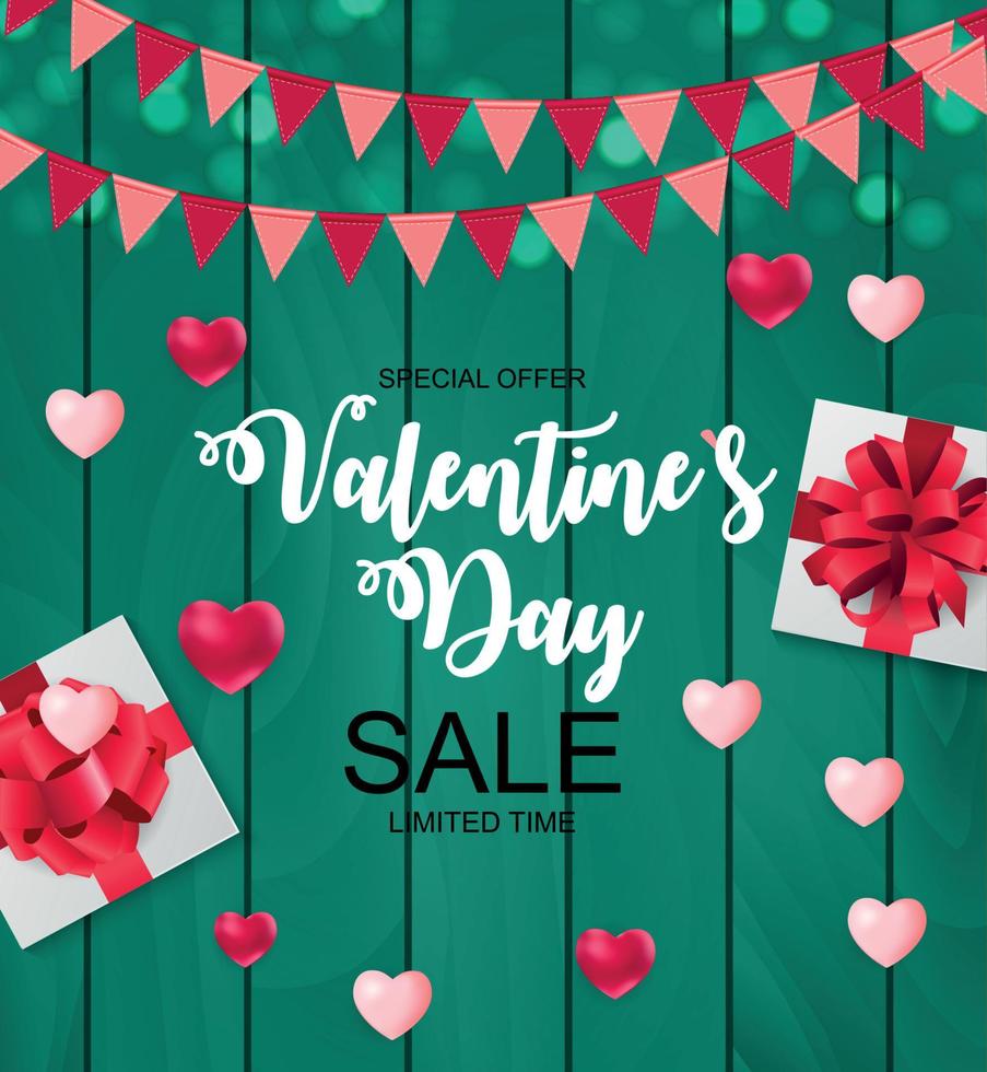 Valentines Day Sale, Discount Card. Vector Illustration