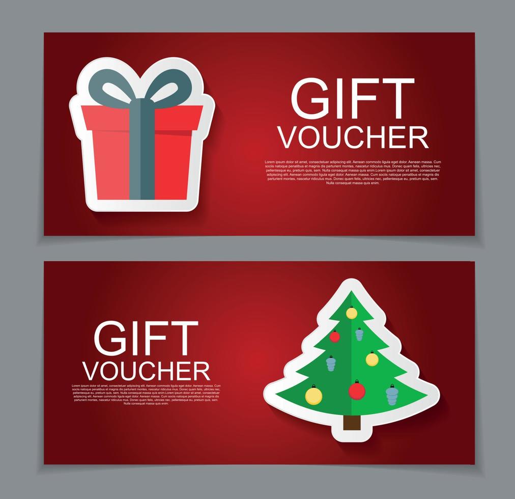 Gift Voucher Template for Christmas and New Year Discount Coupon  Vector Illustration