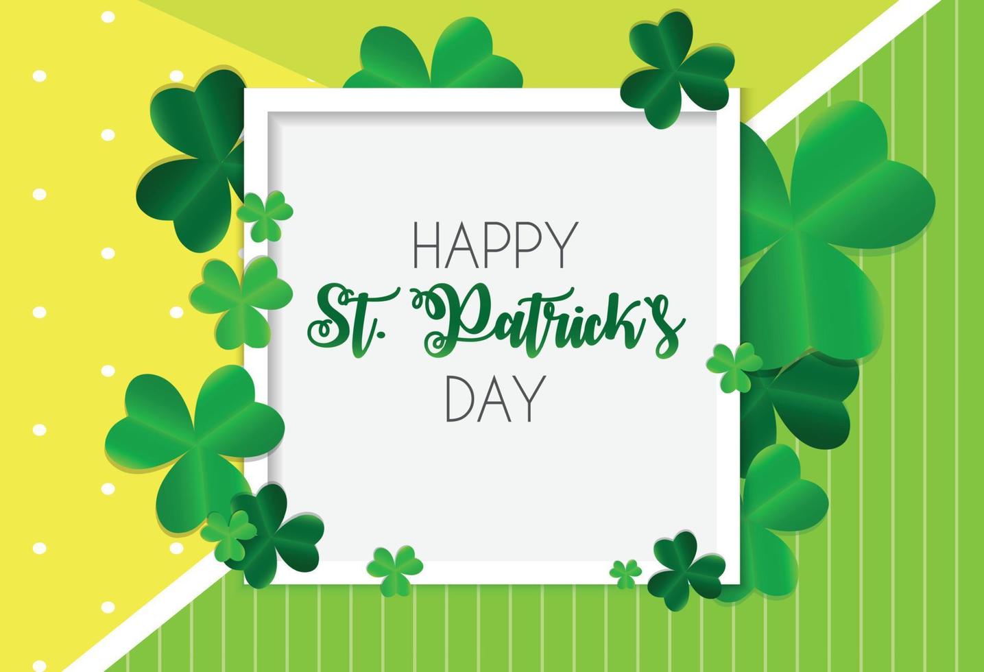 Happy Saint Patricks Day Background with Clover Leaves. Vector Illustration