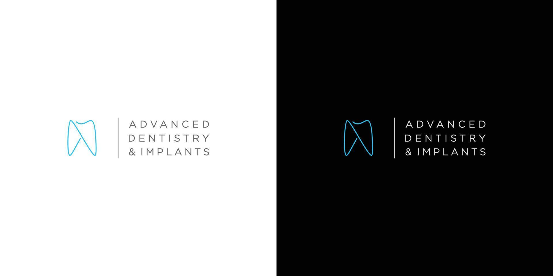 Diseño de logotipo de implantes dentales y dentales moderno y único. vector