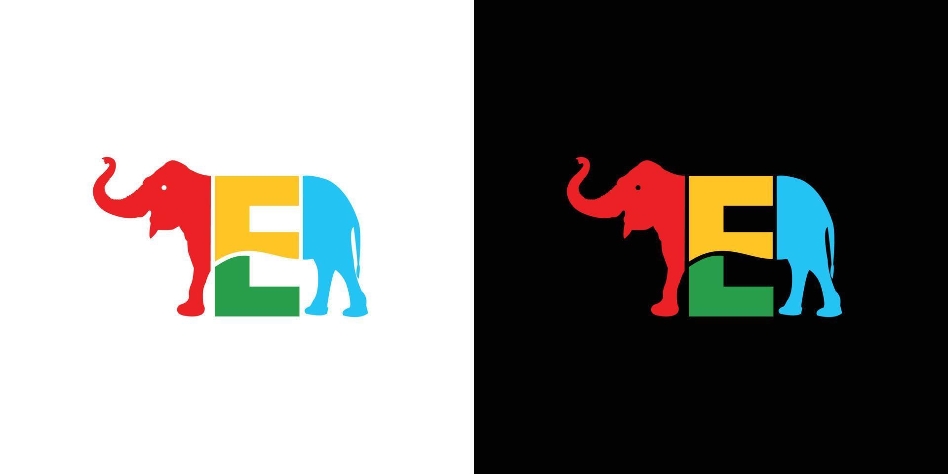 Modern and colorful initial letter E elephant logo design vector