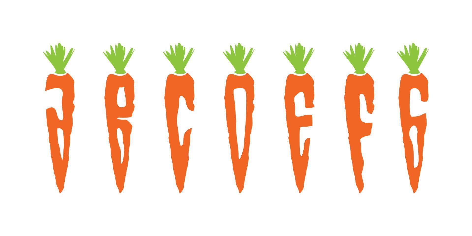 Diseño simple y colorido del ejemplo de la zanahoria de la letra del alfabeto vector