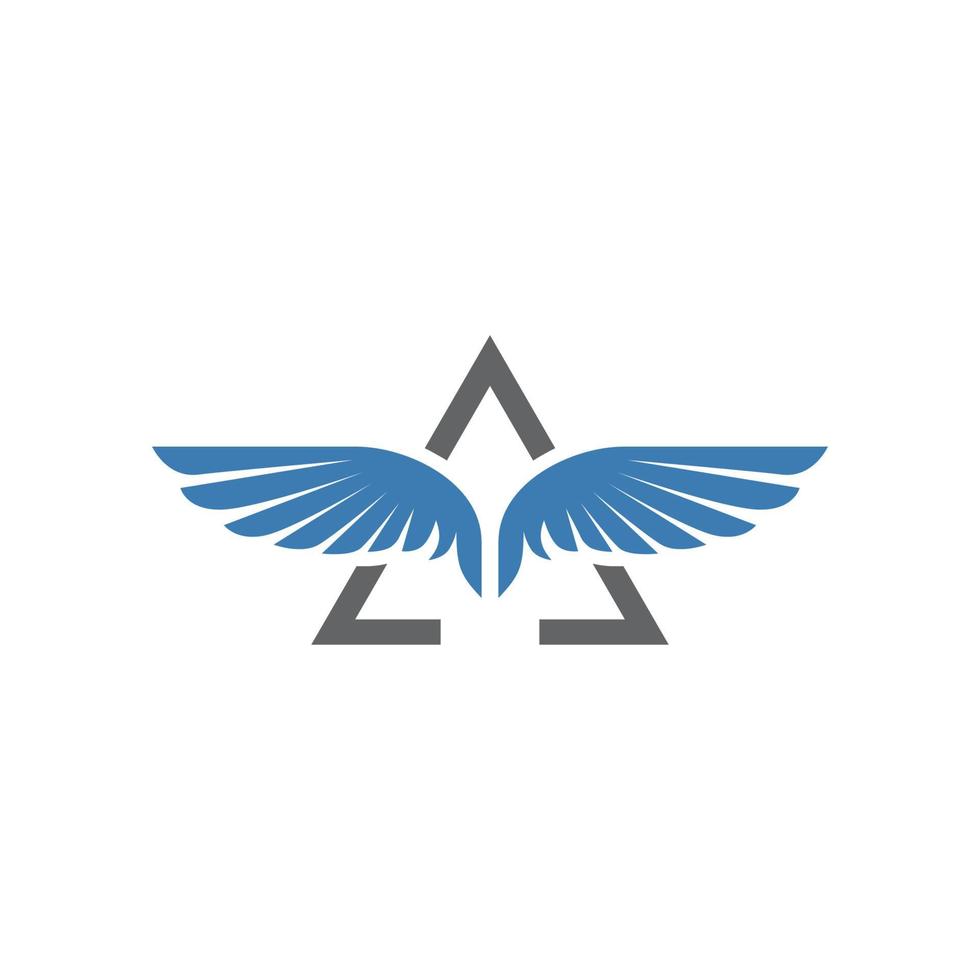 The letter A's initials logo is combined with a modern and strong wing icon vector