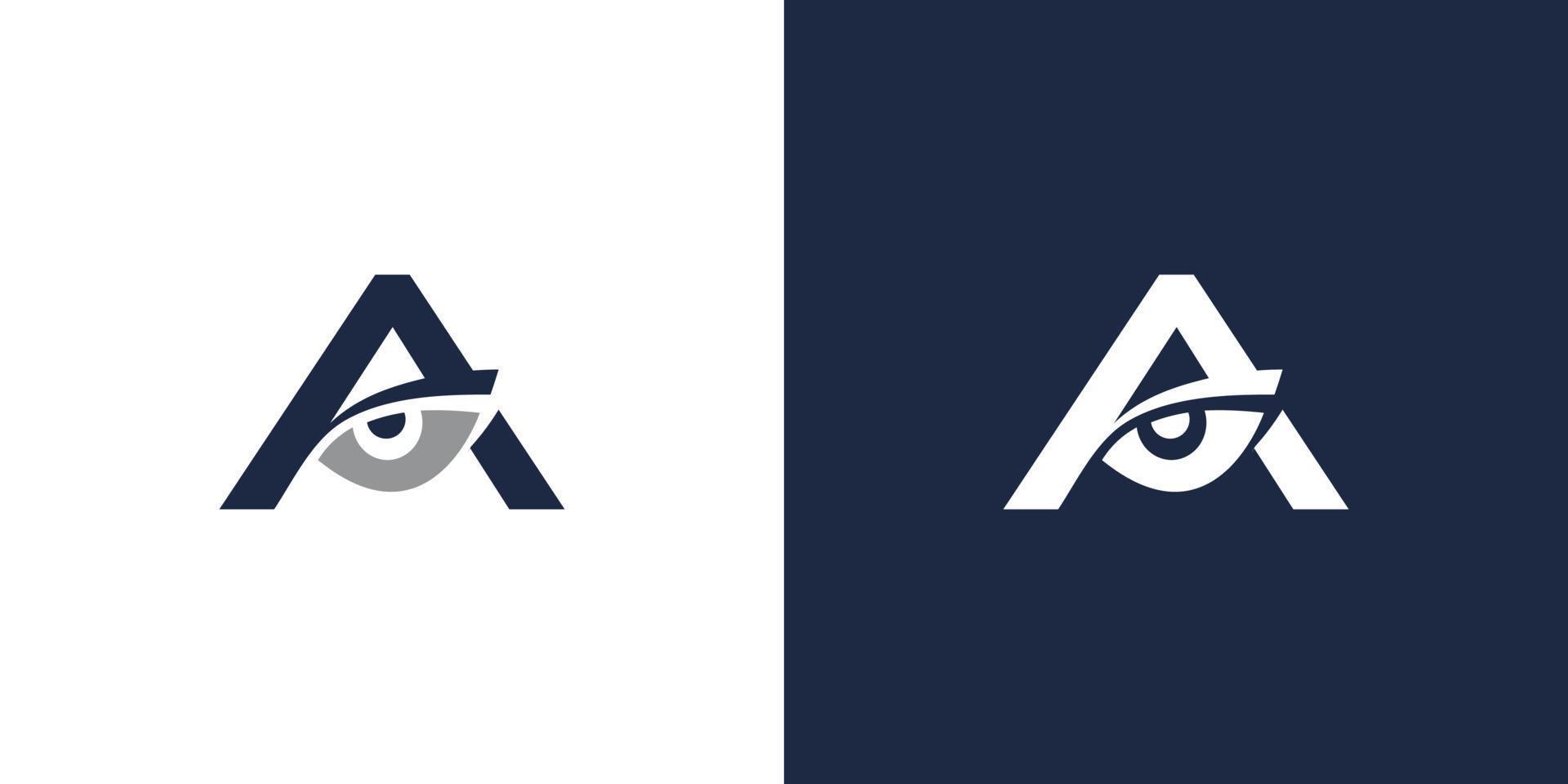 Eye logo design with the initials of the letter A, modern and sophisticated vector