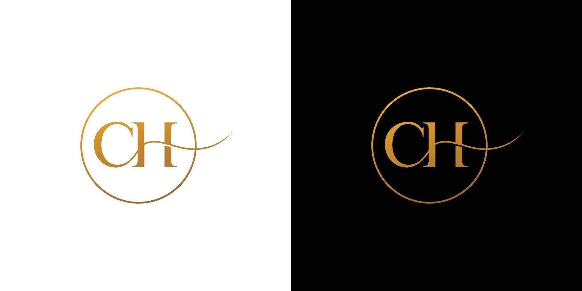 diseño de logotipo de iniciales ch elegante y lujoso vector