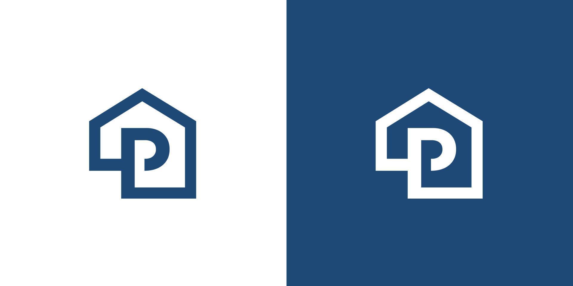 The initial logo of the letter P in the shape of a house is suitable for real estate and others vector