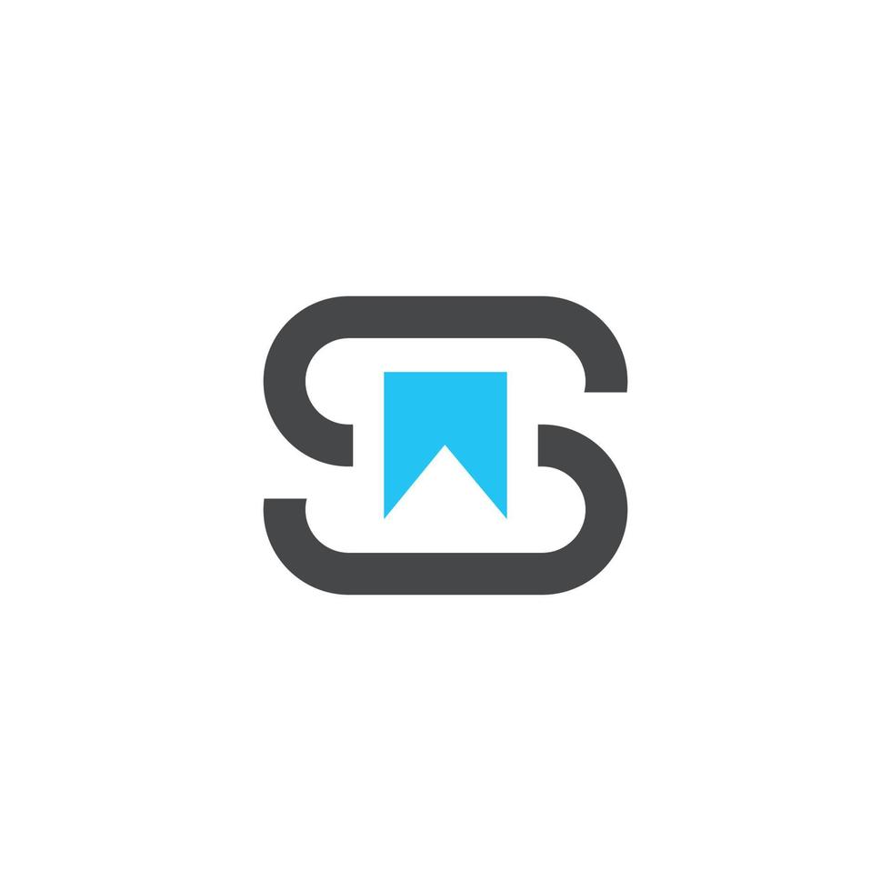 Logo initials letter S in combination with modern and professional book icons vector