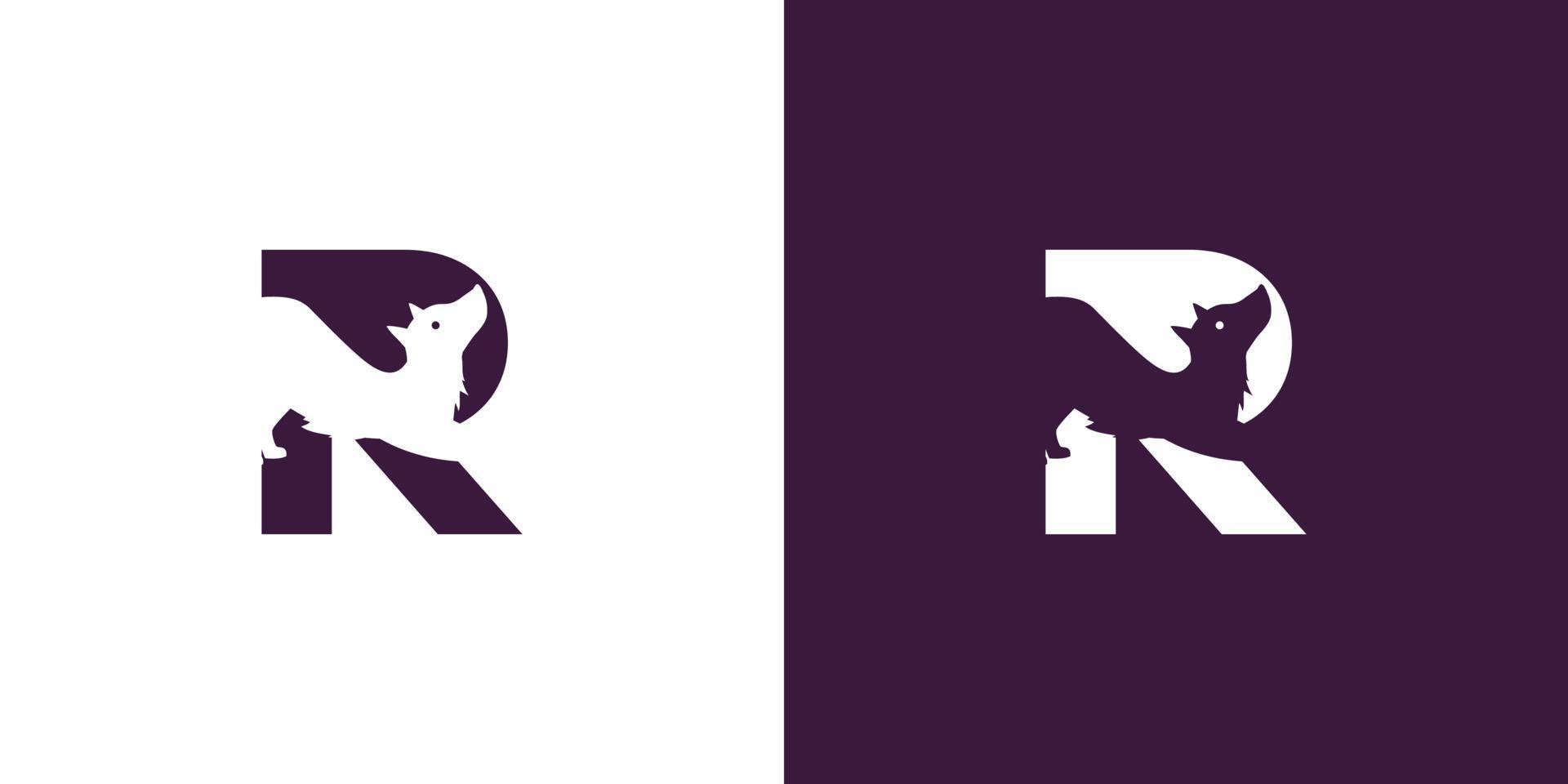 Logo design initials letter R combination of a unique and elegant dog