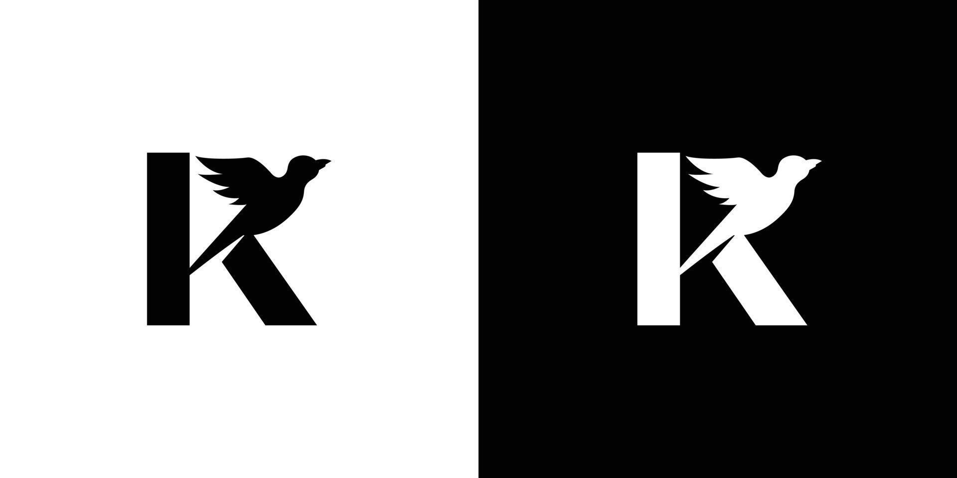 diseño de logotipo de pájaro inicial letra k simple y atractivo vector