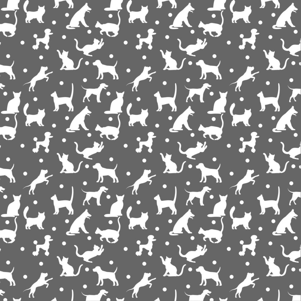 el tema de los gatos y los perros con fondos en blanco y negro vector