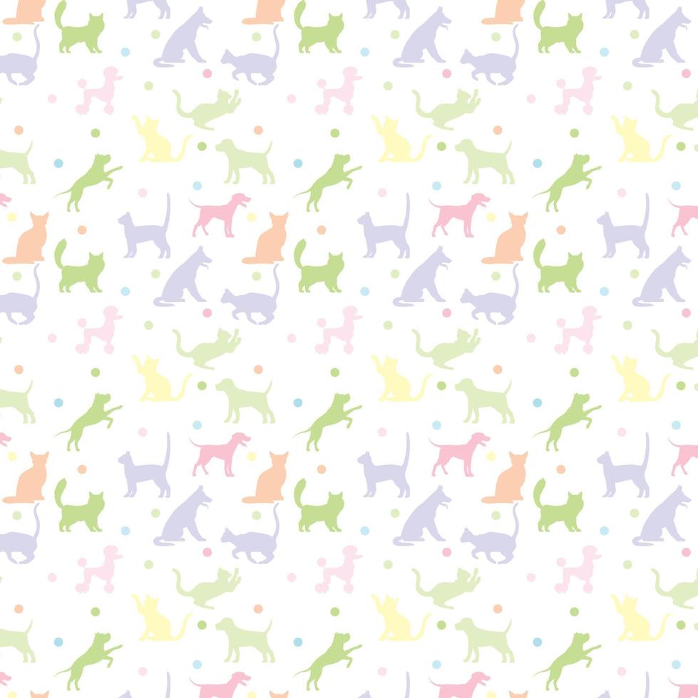 themes with a background of colored cats and dogs vector