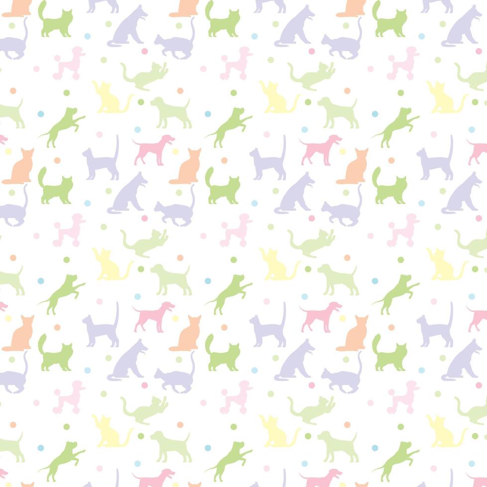 themes with a background of colored cats and dogs vector