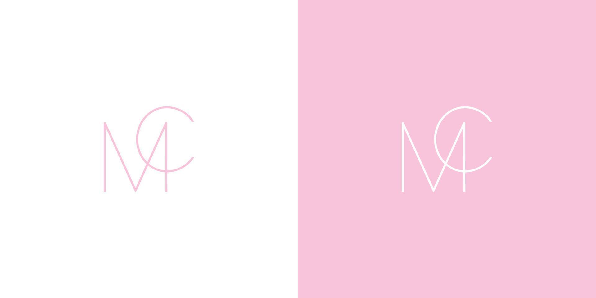 Minimalist and luxurious initial MC lettering logo vector