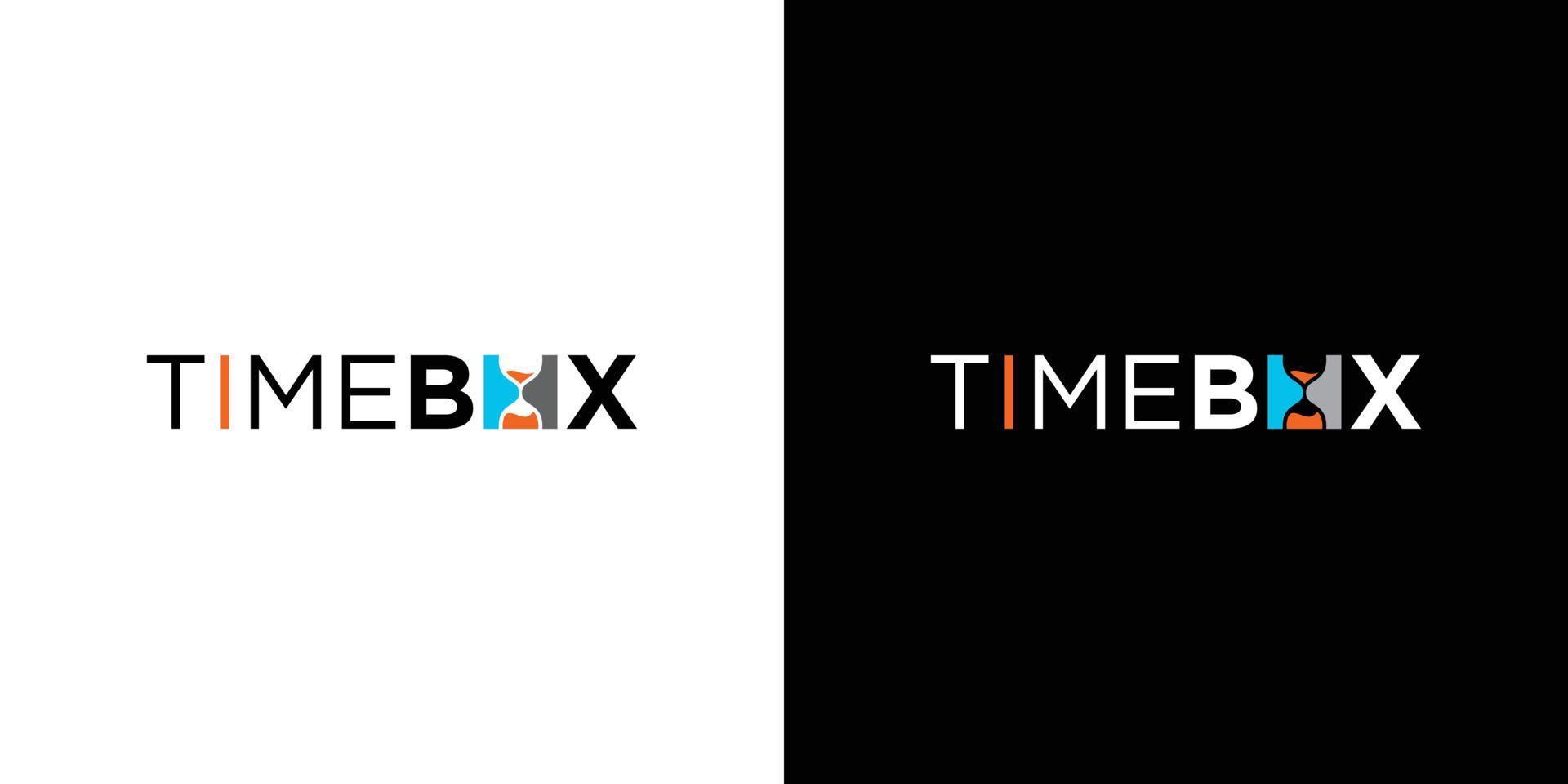 Modern and unique time box logo design vector