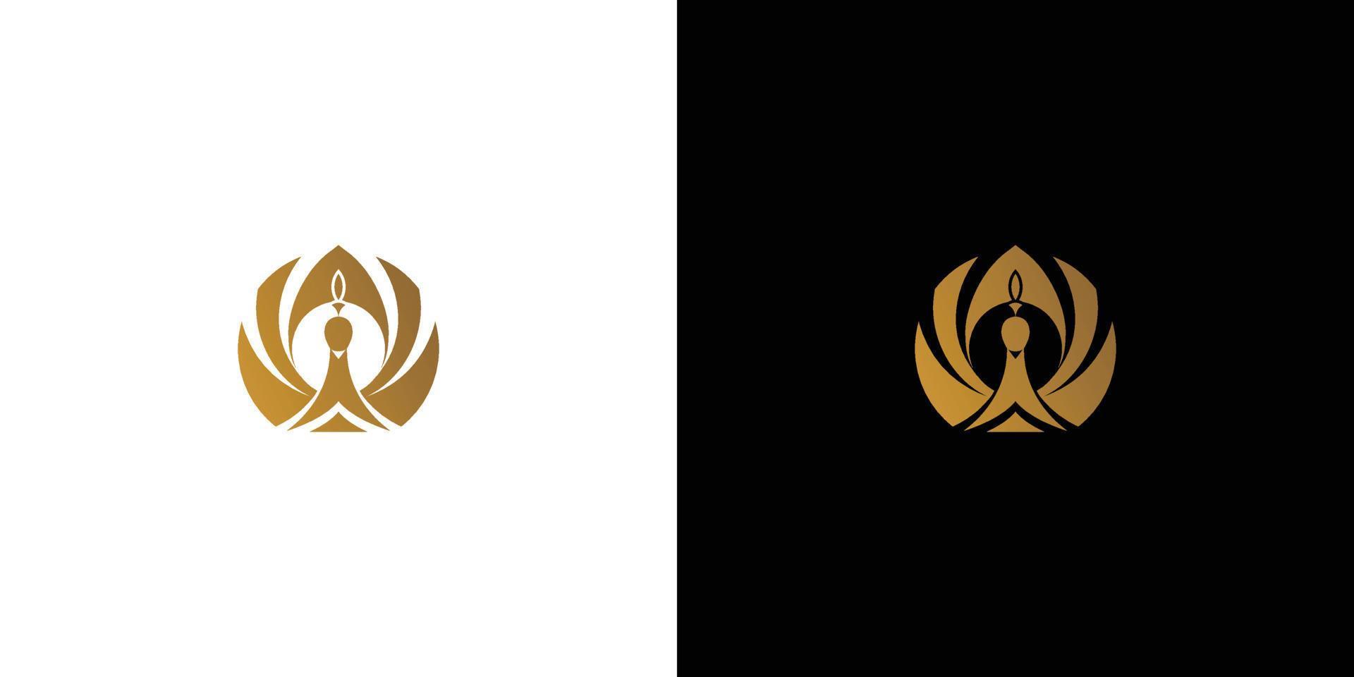 Elegant and luxurious peacock logo design vector