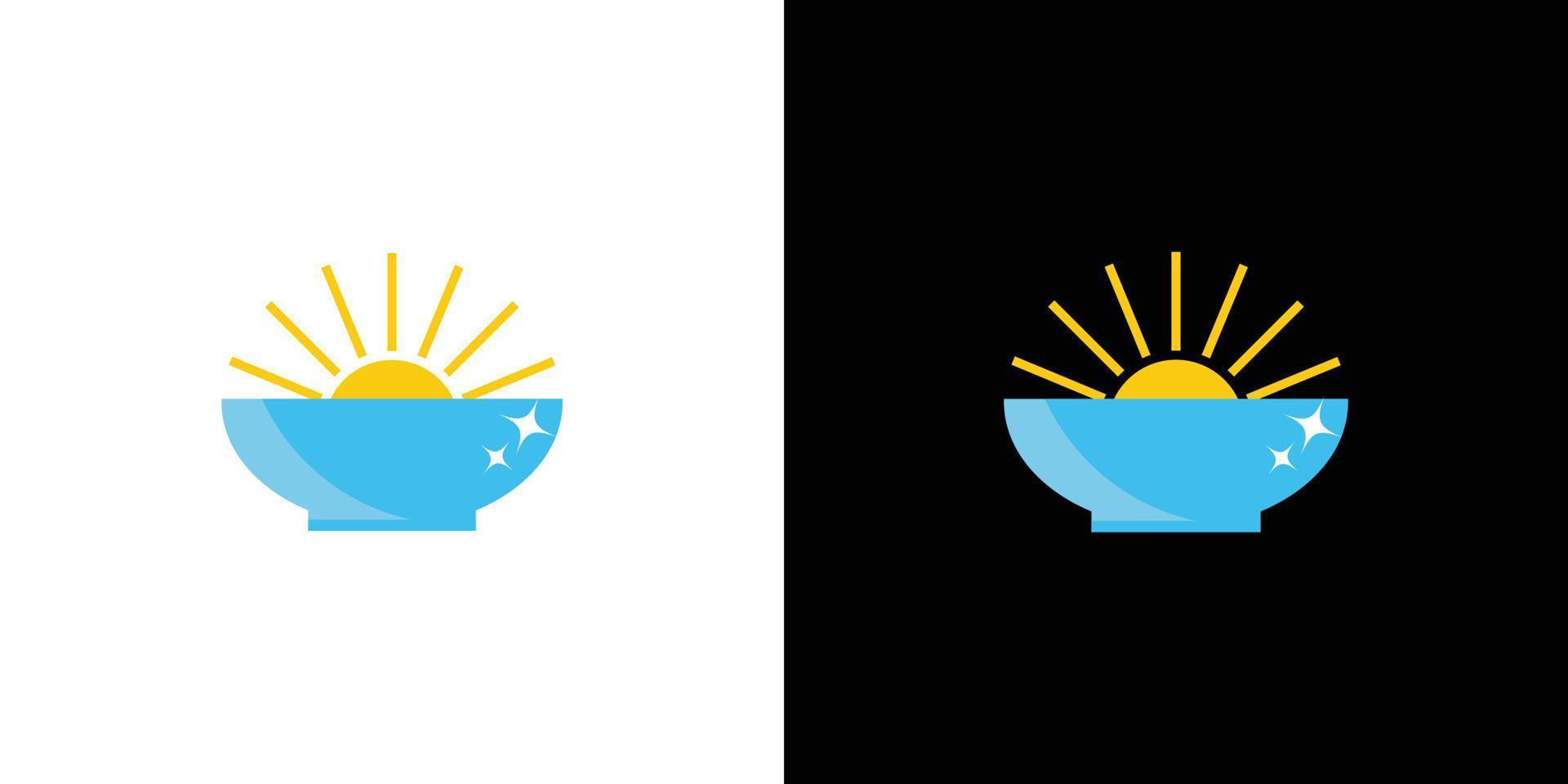 diseño de logotipo de tazón de desayuno único y colorido vector