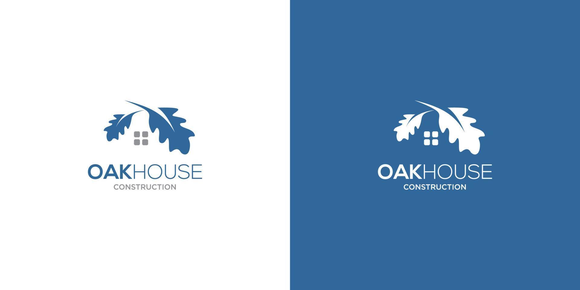 Unique and elegant oak house logo design vector