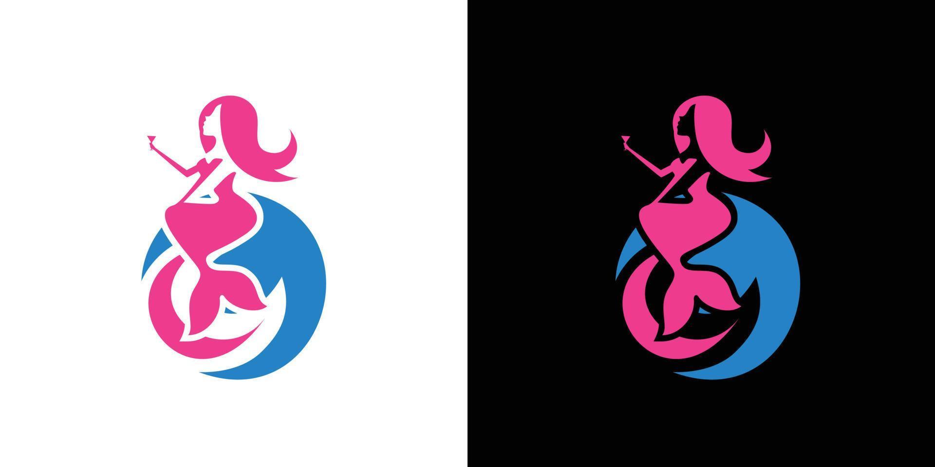 Modern and attractive mermaid logo design vector