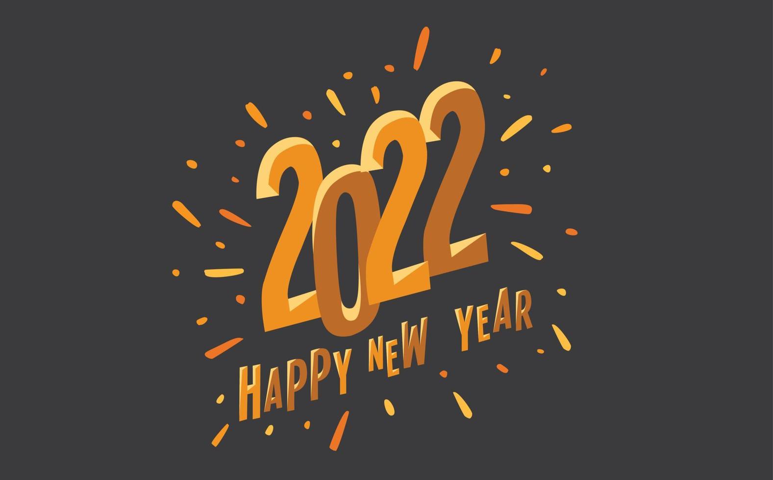 Happy New Year 2022 Firework Brown Eve Wishing Celebration Script Text Lettering Celebrate Festival Premium Modern Minimal Alphabet Numeric Letters Editable Vector File