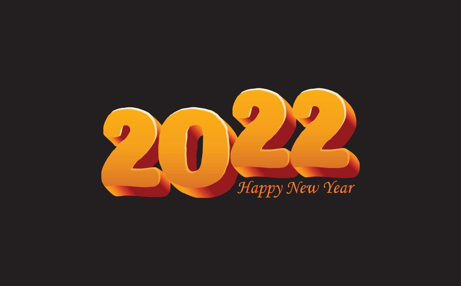 Happy New Year 2022 Rounded 3D Redish Golden Wishing Celebration Script Text Lettering Celebrate Festival Premium Modern Minimal Alphabet Numeric Letters Editable Vector File
