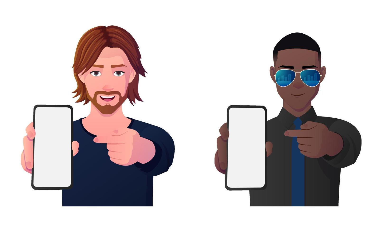 Cartoon Man Holding A Blank Phone and Pointing at It. 4566079 Vector Art at Vecteezy Cartoon Man Holding A Blank Phone and Pointing at It. 4566079 Vector Art at Vecteezy