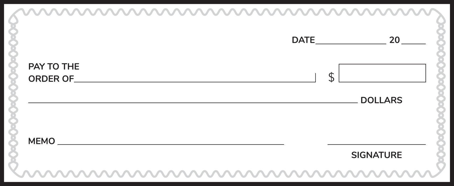 Bank check cheque template vector