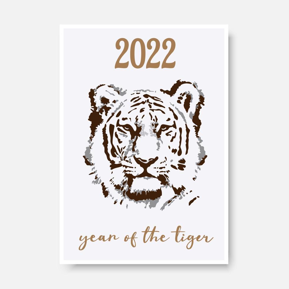 Tiger stylized silhouette, symbol Chinese New Year year 2022 vector