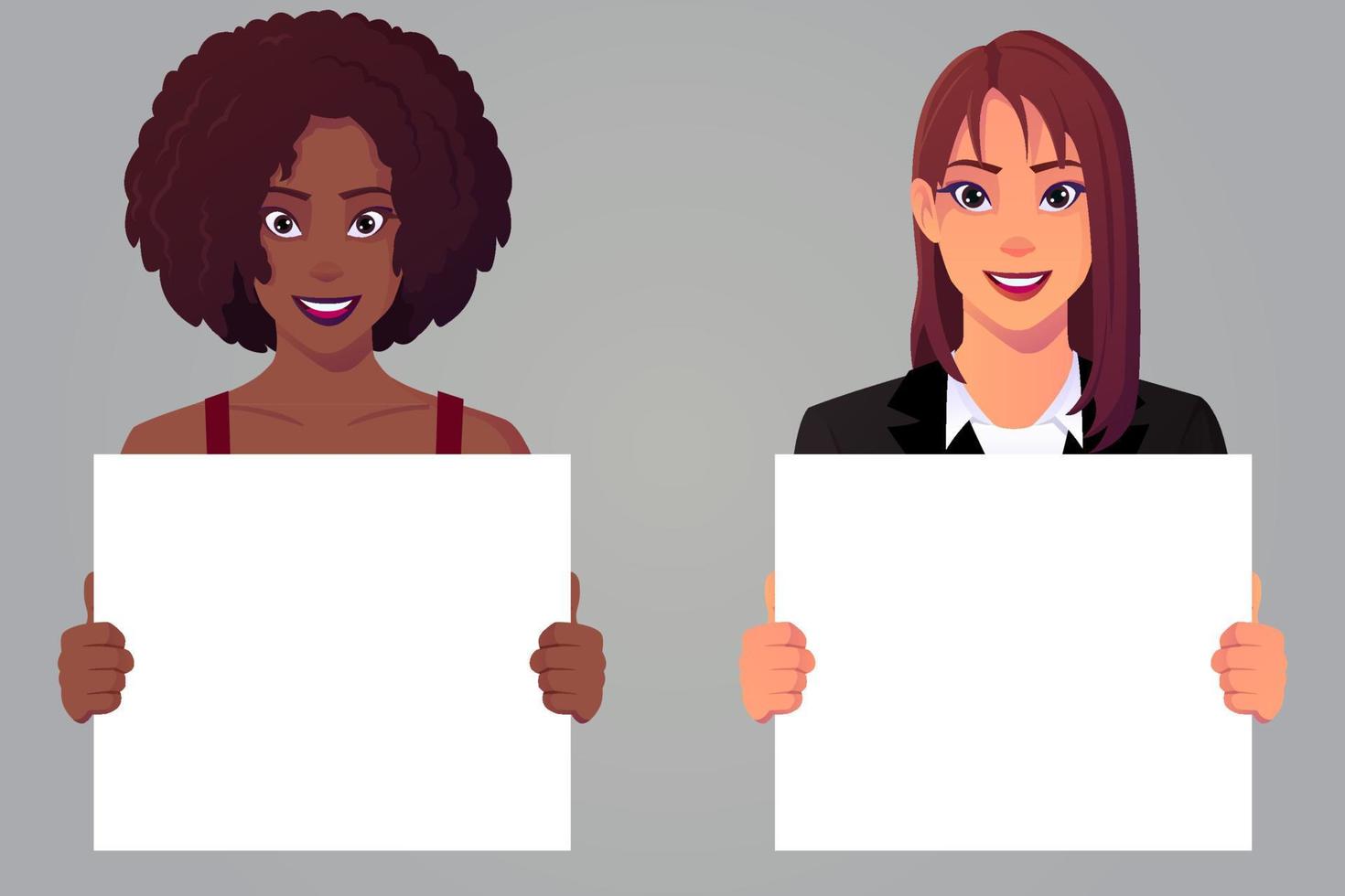 Women Holding Blank paper sheet vector