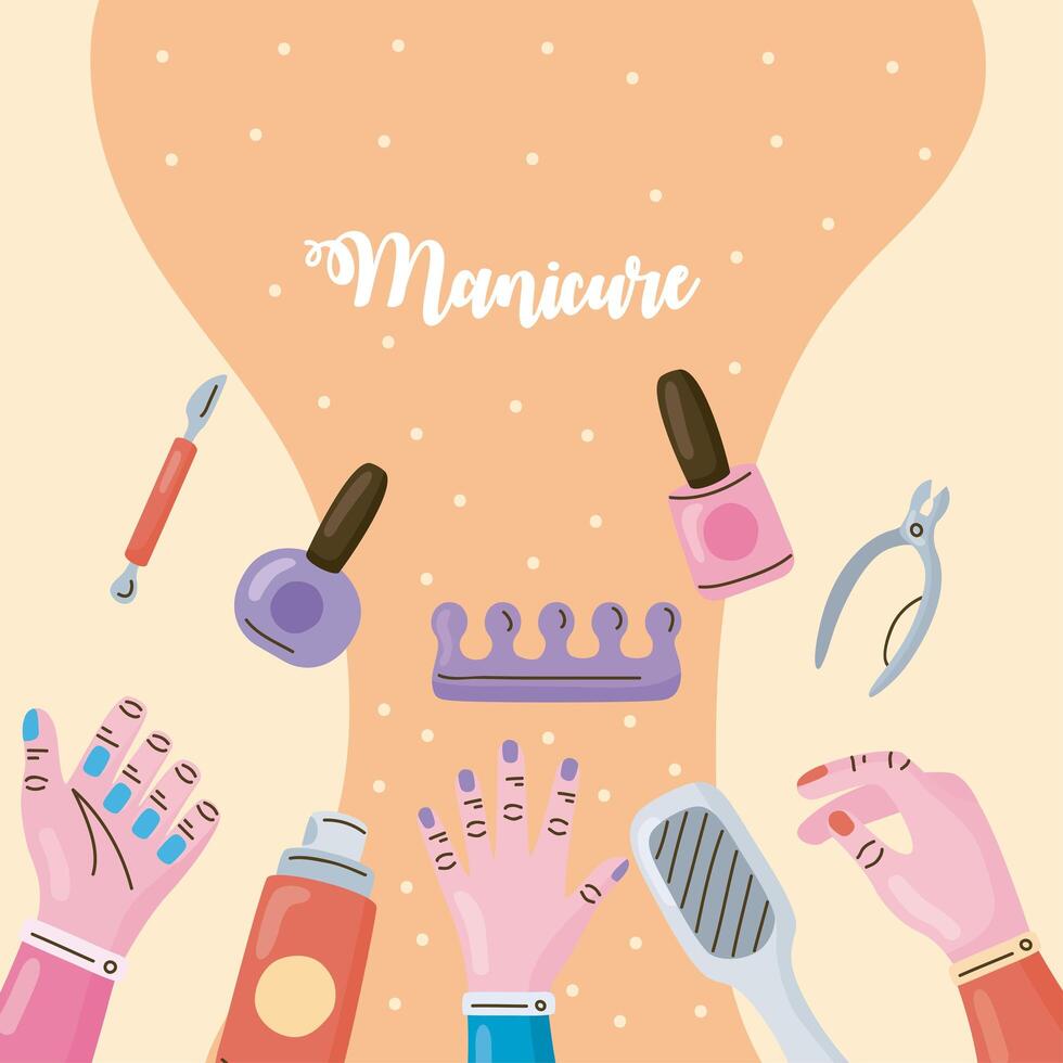 great manicure design vector