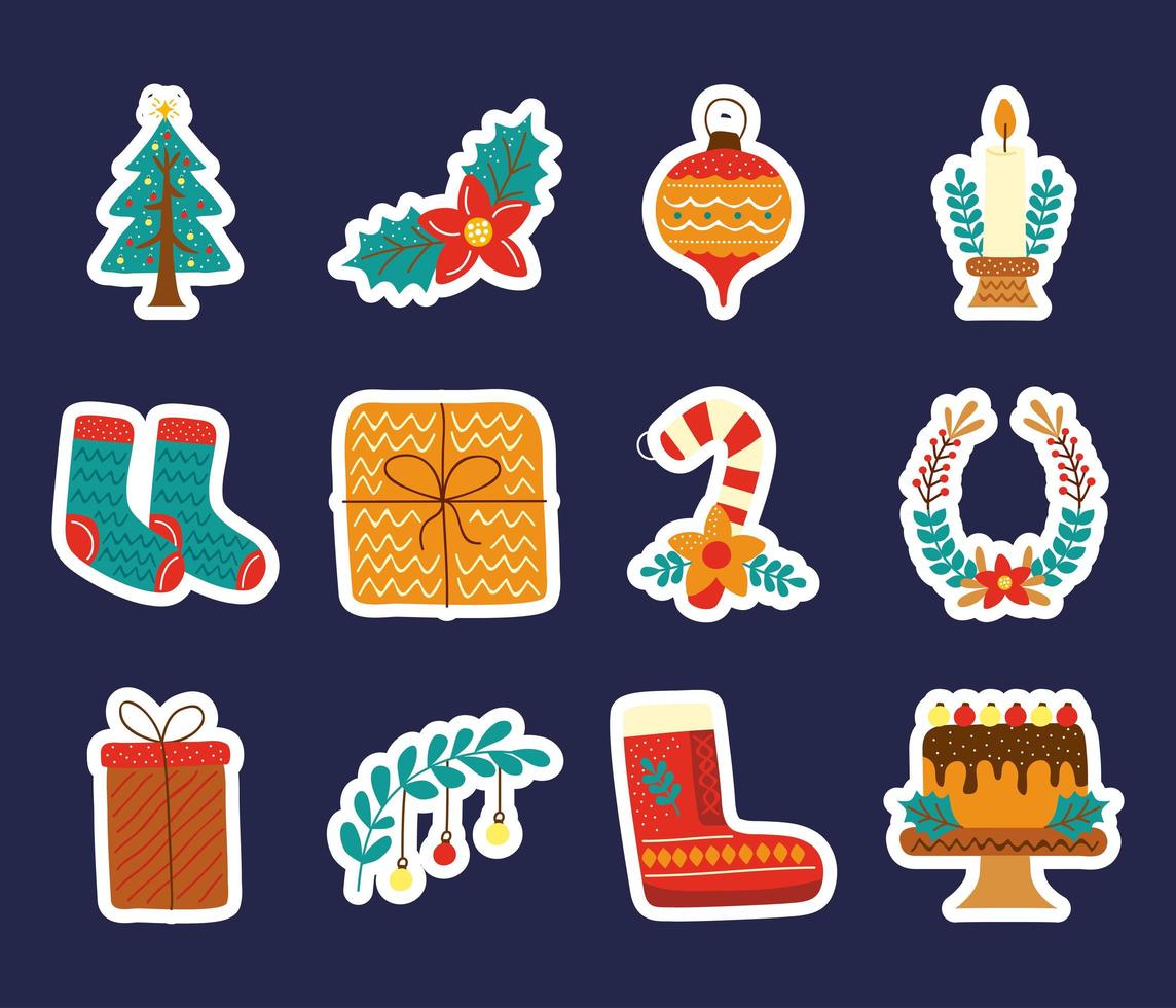 christmas item collection vector