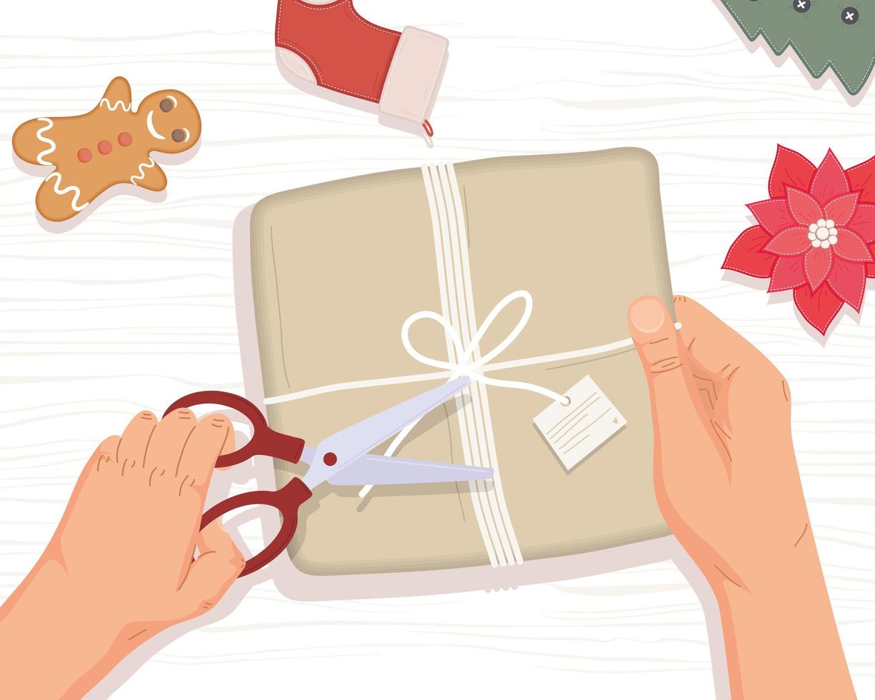 hands making a gift vector