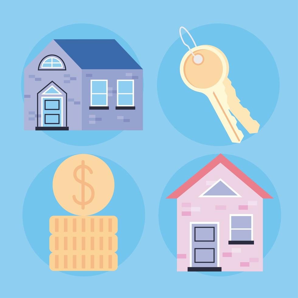 four rent house items vector