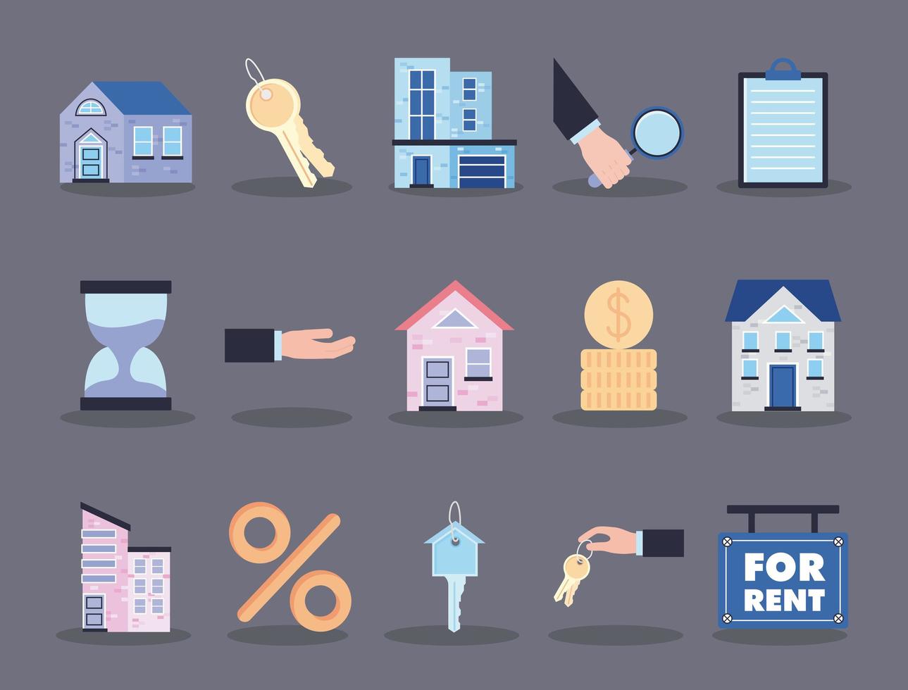 fifteen rent house items vector