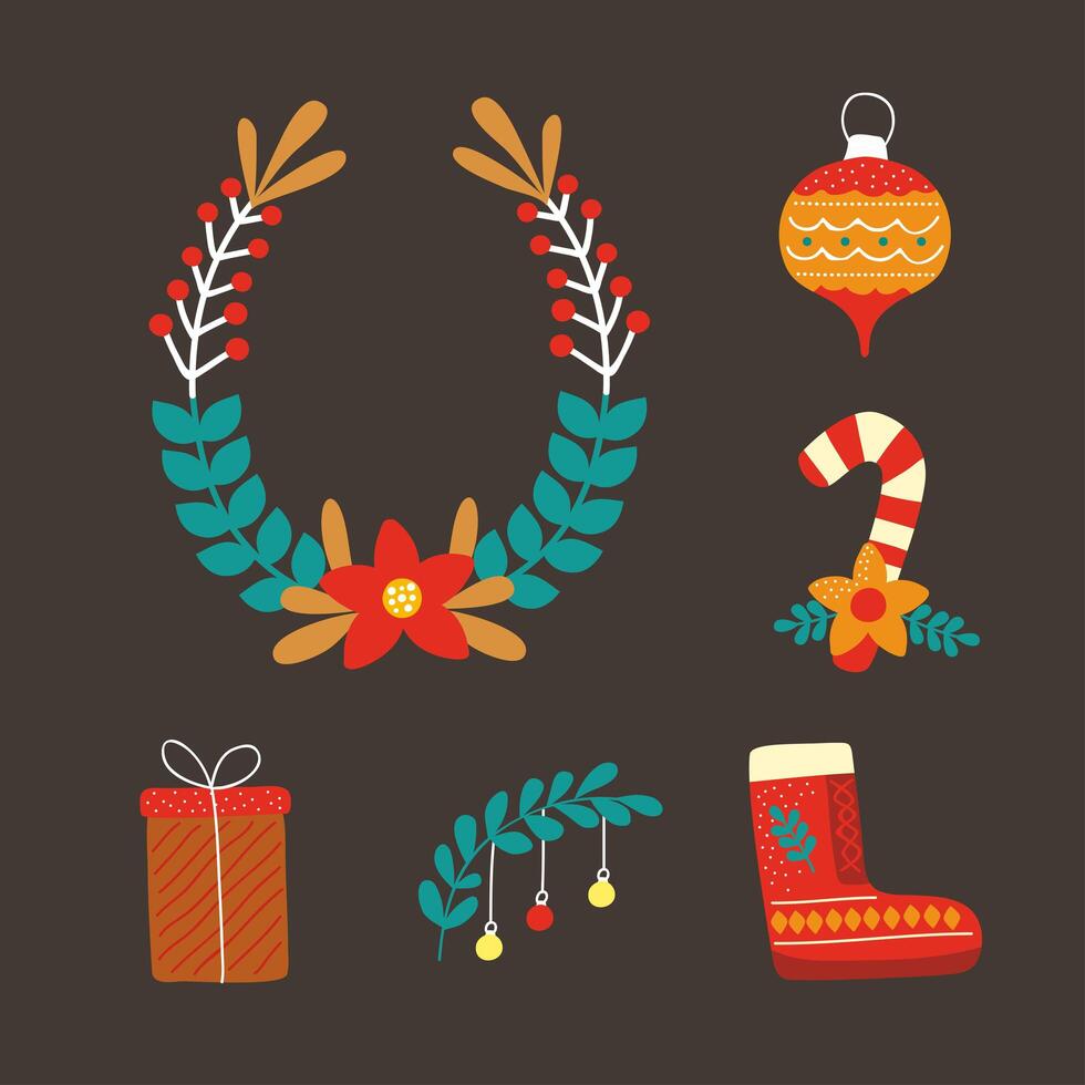 christmas item set vector