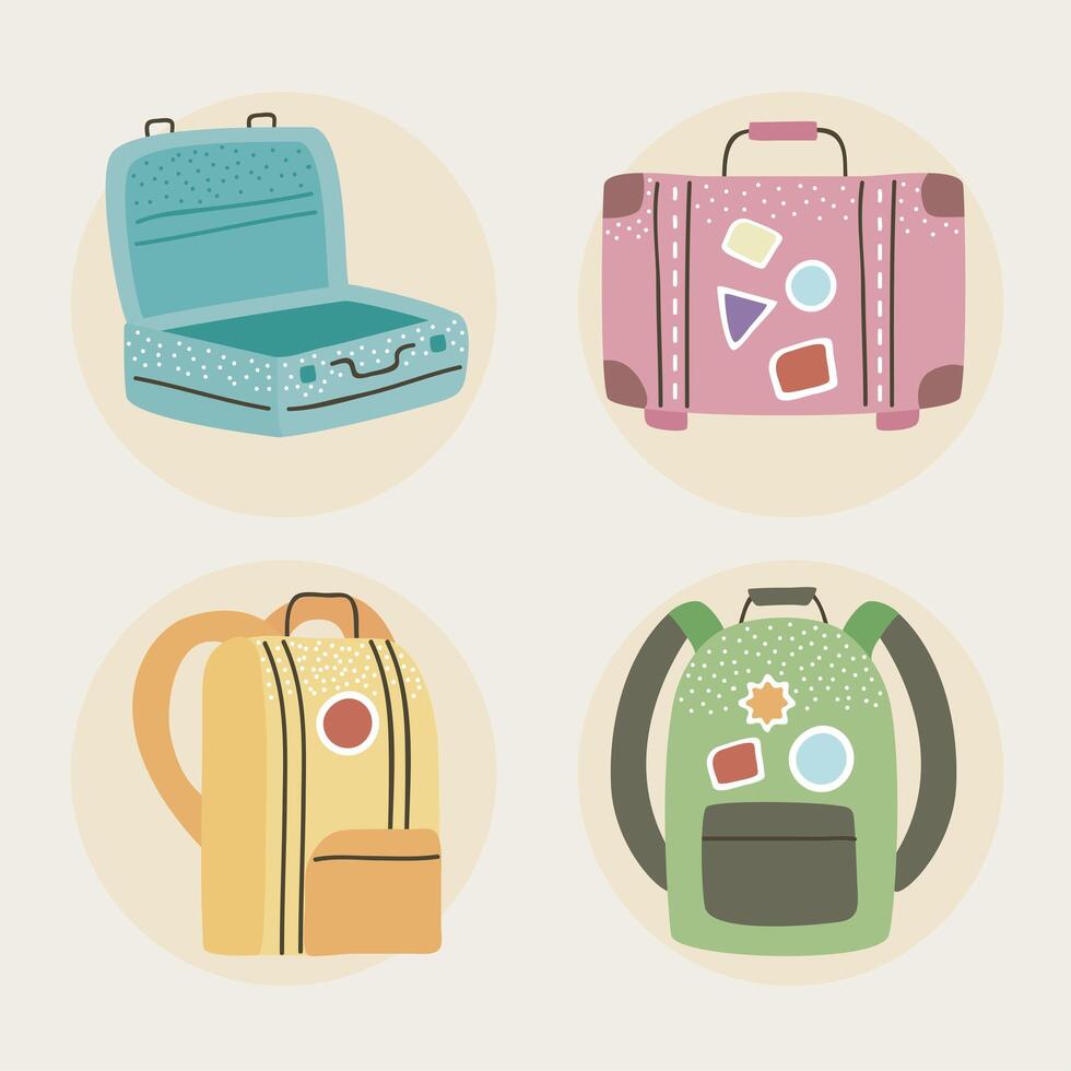 four travel bags vector