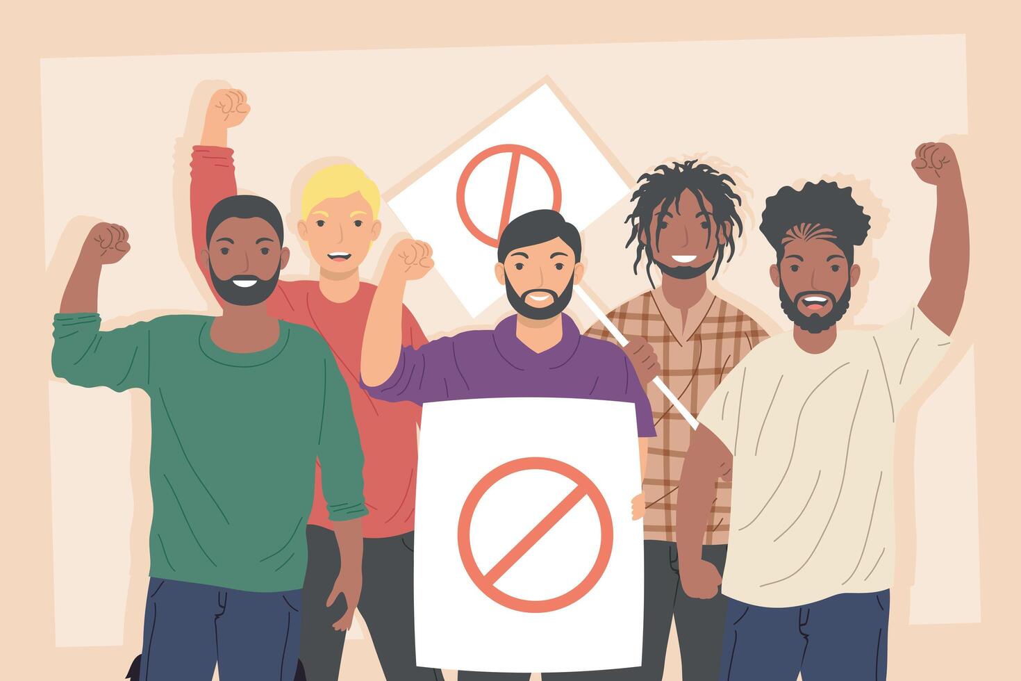 cute persons protesting vector