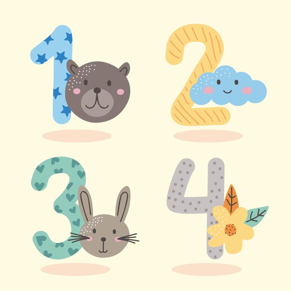 four baby months items vector