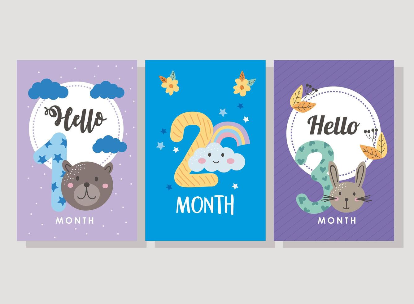 baby month cards vector
