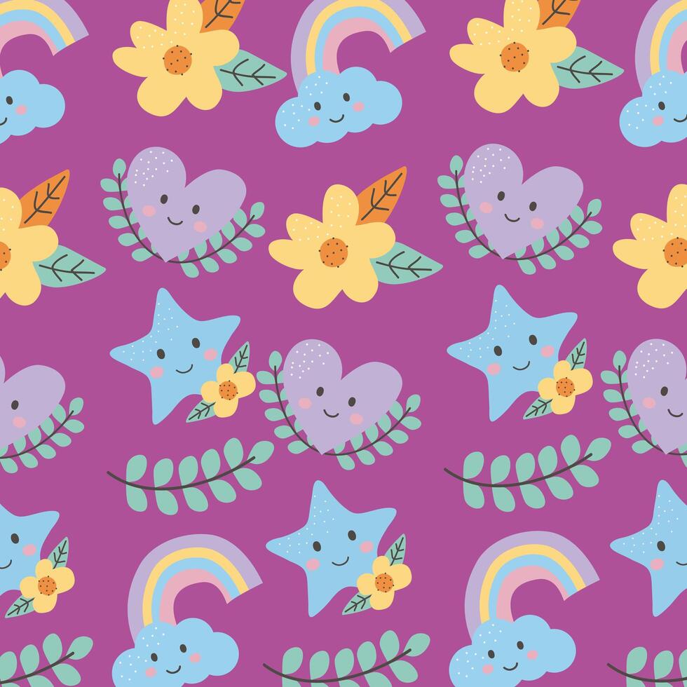 cute pattern kawaii vector